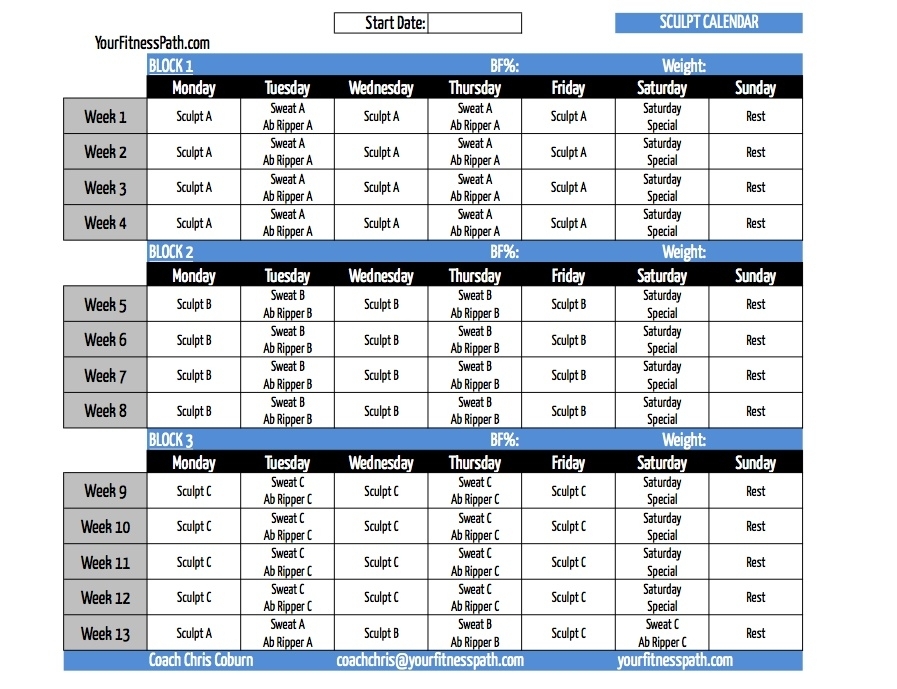 P90 Workout Calendar - Your Fitness Path