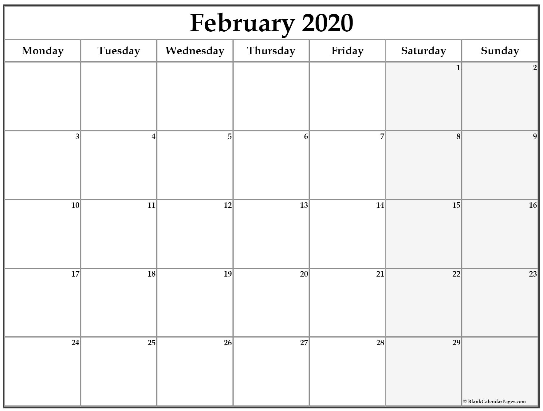 To Write On Printable Calendar 2020 Monday Thru Friday | Example Calendar Printable