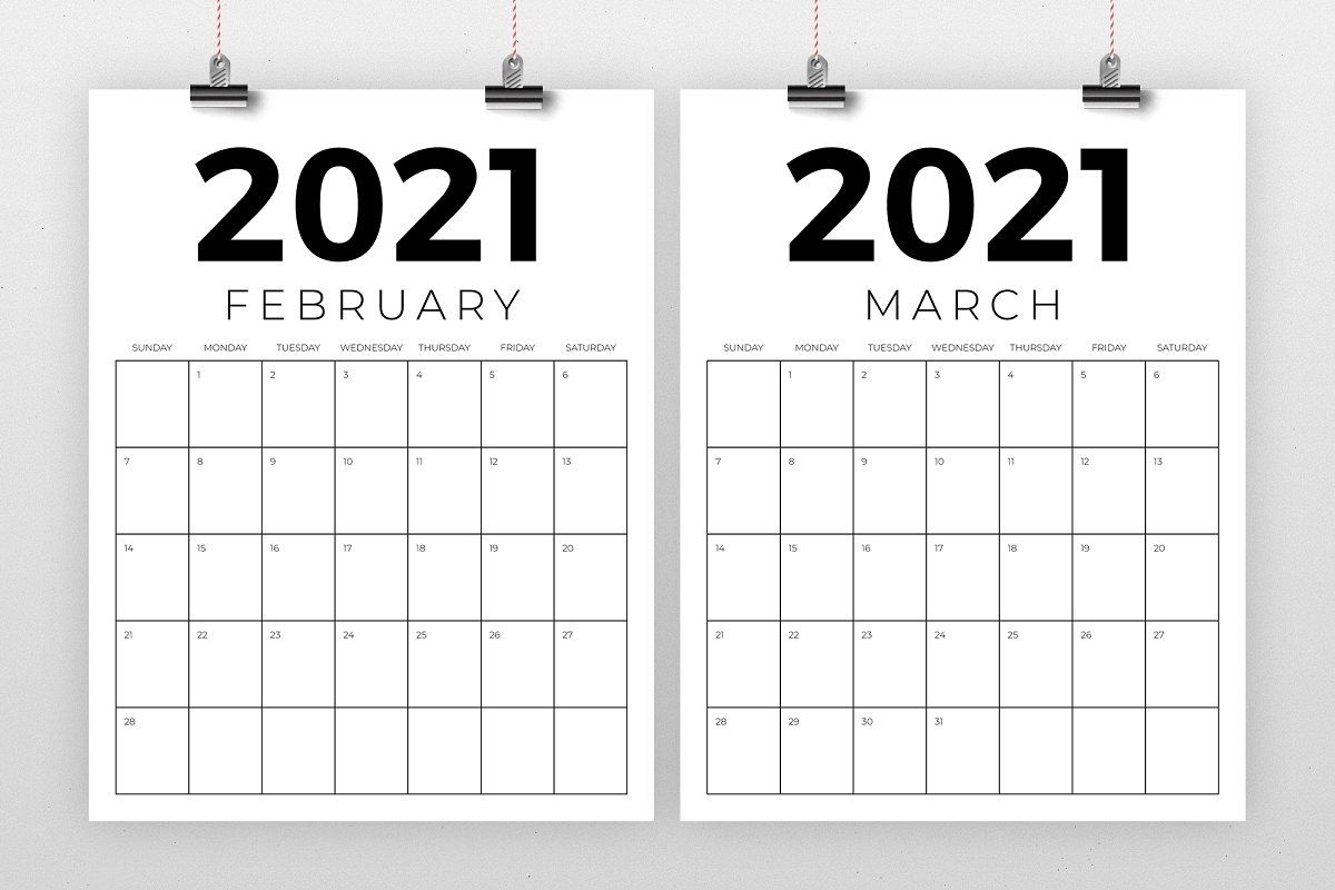 Vertical 8.5 X 11 Inch 2021 Calendar (2020) | 2020 Calendar Template