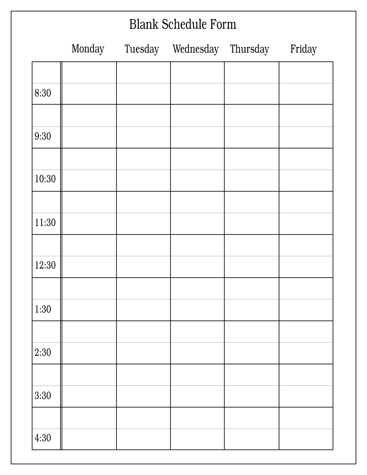 10 Best Free Printable Blank Employee Schedules - Printablee