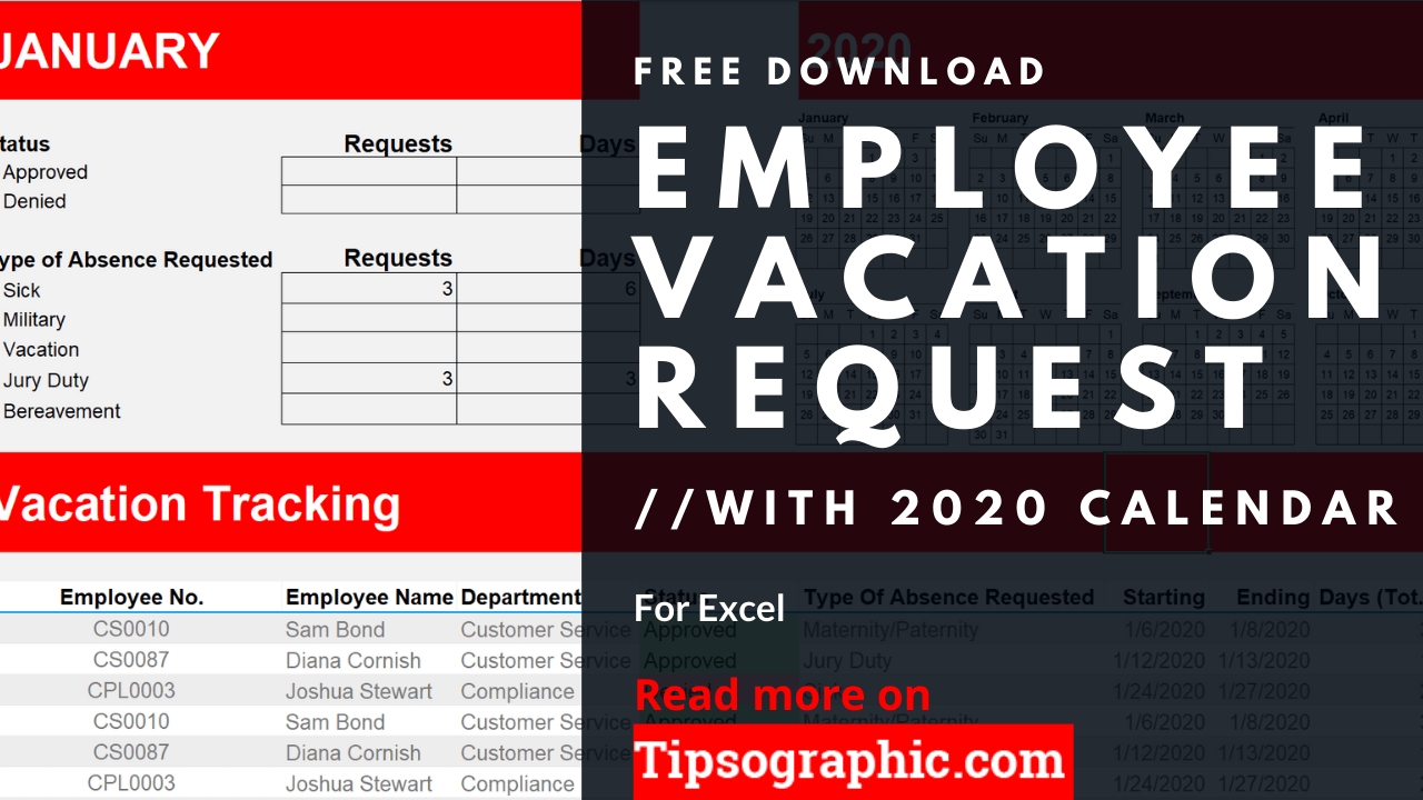 Printable Employee Vacation Calendar 2021 | Calendar Template 2020