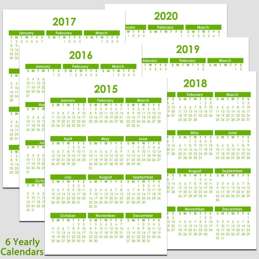 2015 To 2020 Yearly Calendar – 8 1/2″ X 11″ | Calendar