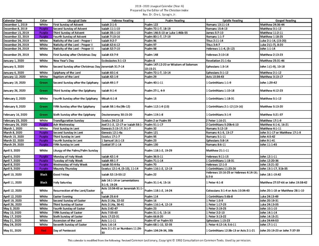 2021 Altar Cloth Color Schedule Calendar In The Methodist Church