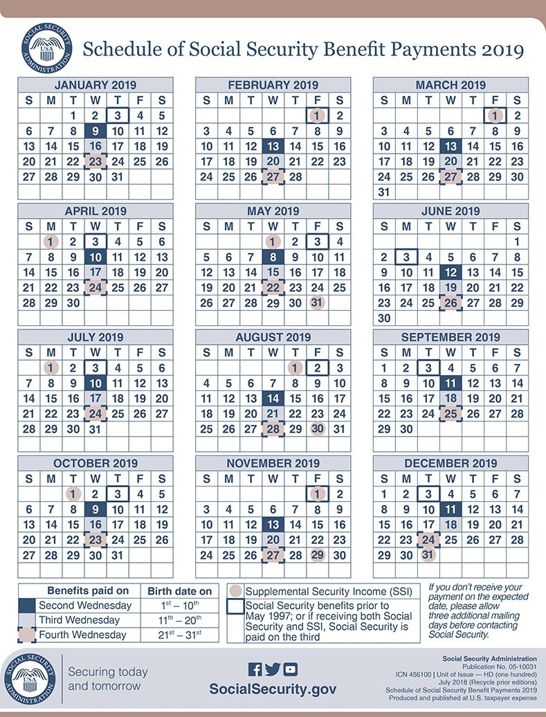 2019 Social Security Payment Schedule | Smith Godios Sorensen