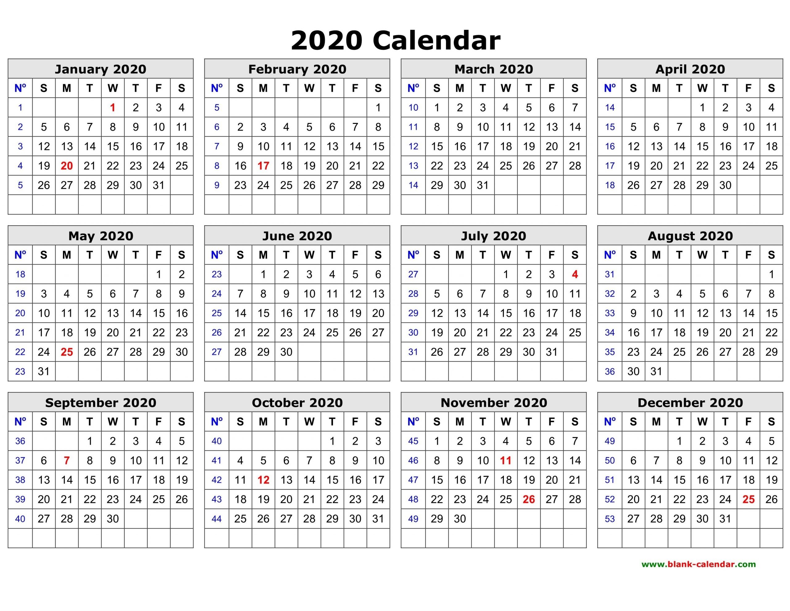 2020 Blank Printable Calendars – Delightful To Be Able To My