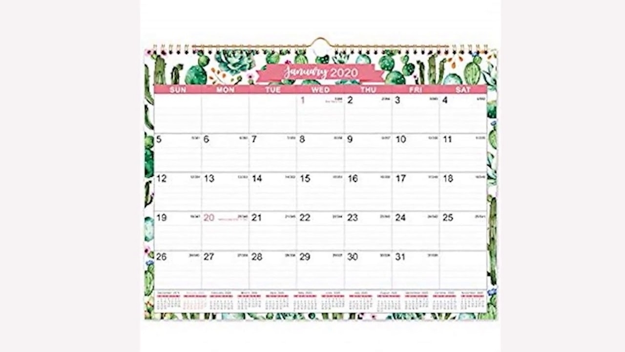 2020 Calendar - 12 Monthly Wall Calendar With Julian Date