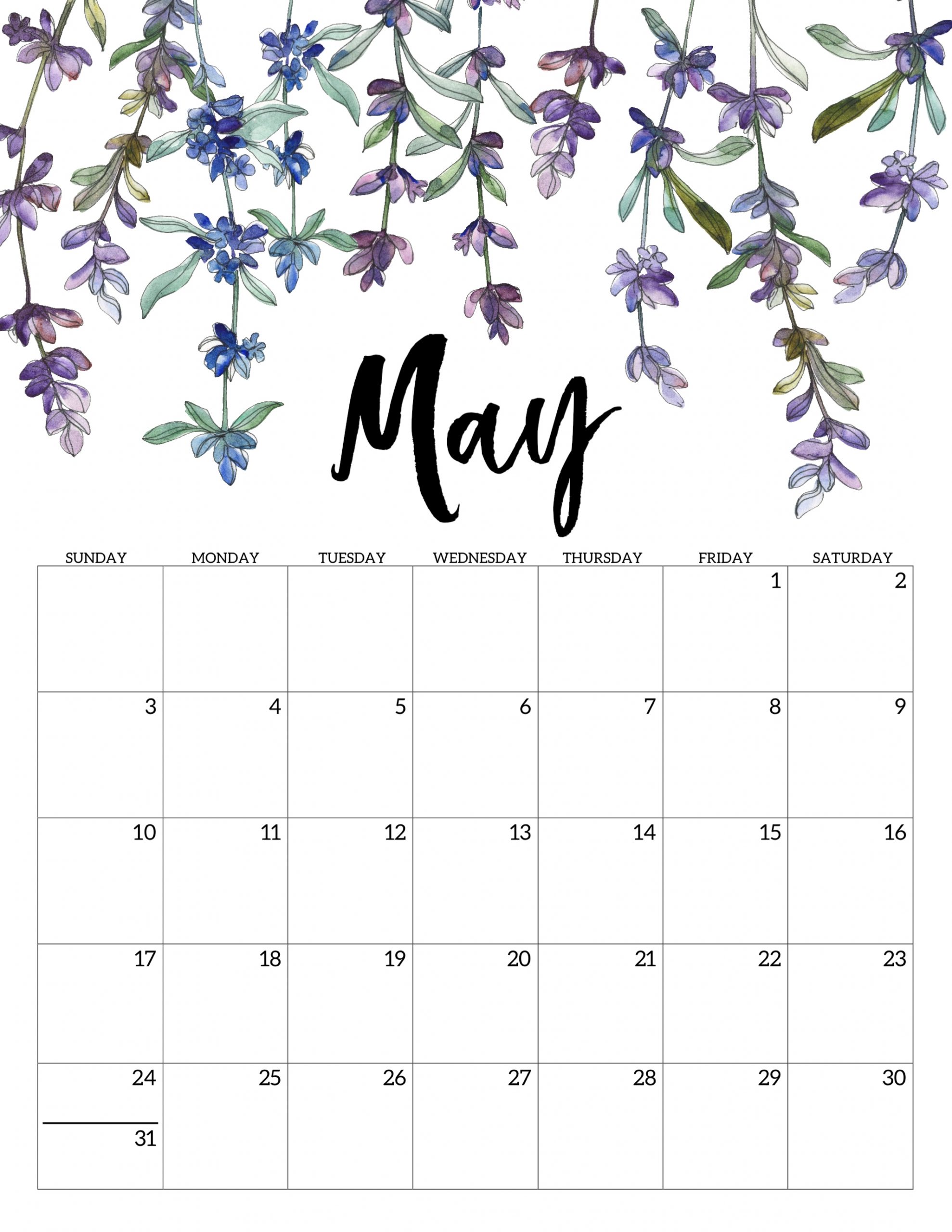 2020 Free Printable Calendar - Floral | Paper Trail Design