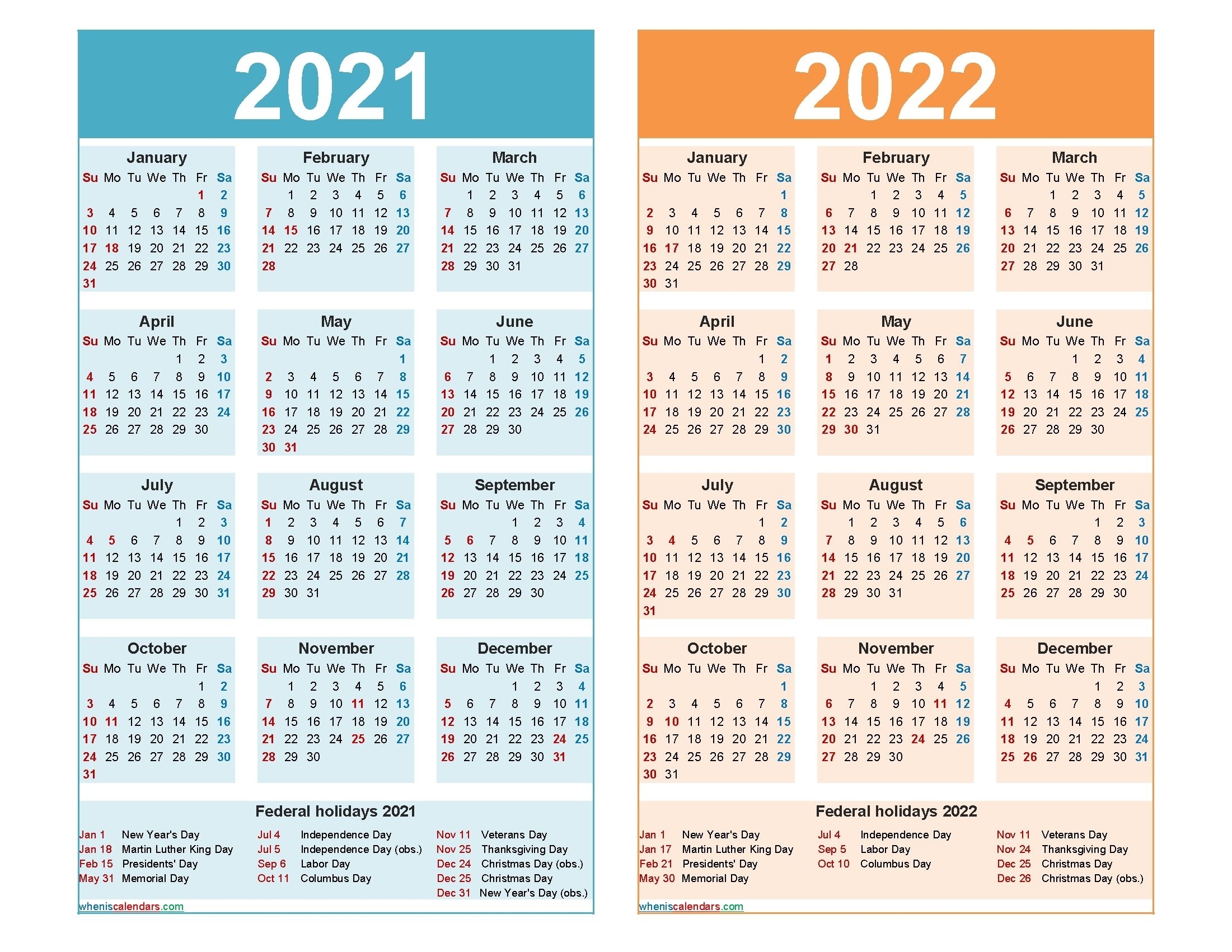 2021 And 2022 Calendar Printable Word, Pdf – Free In 2020