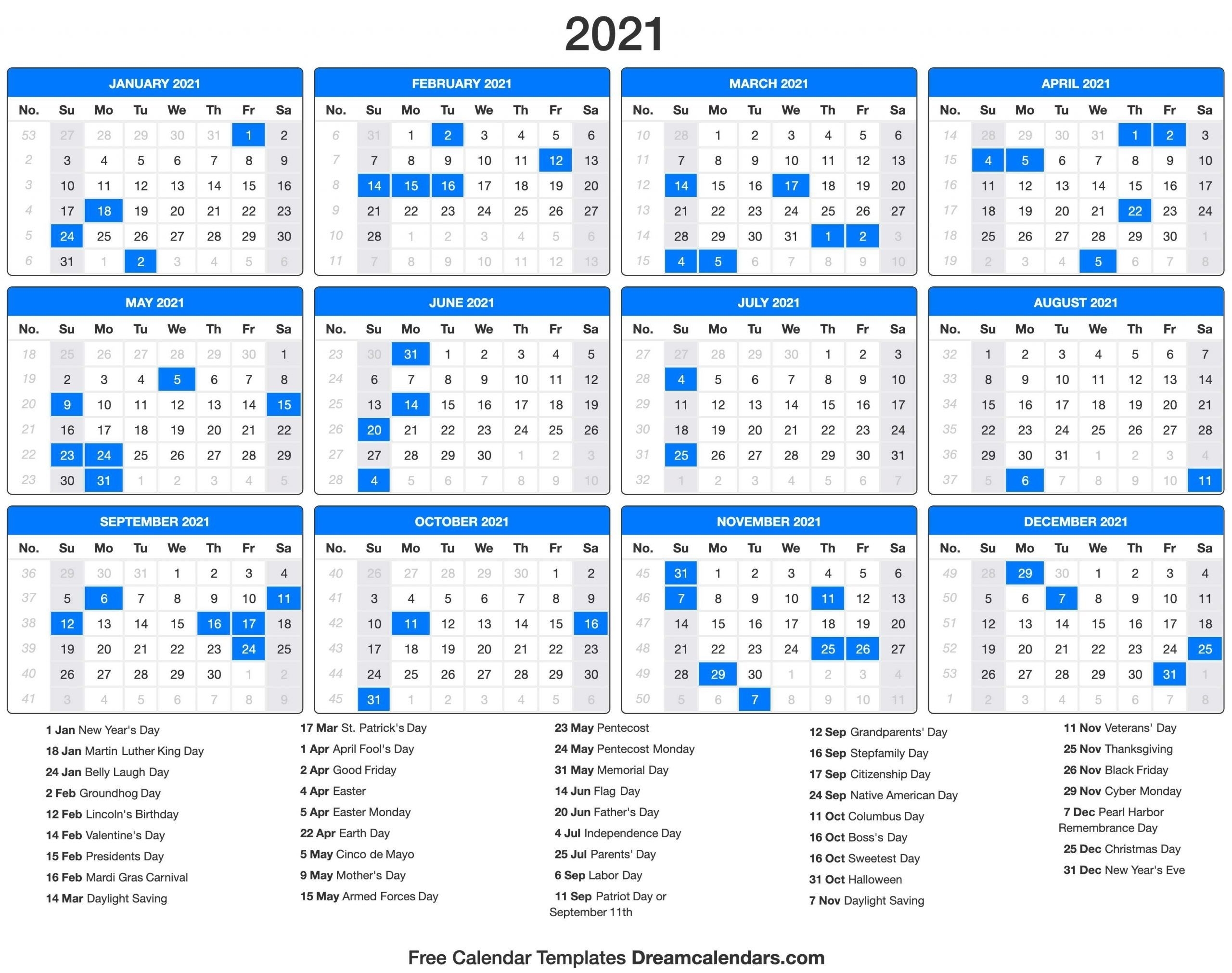 2021 Calendar In 2020 | Printable Calendar Template