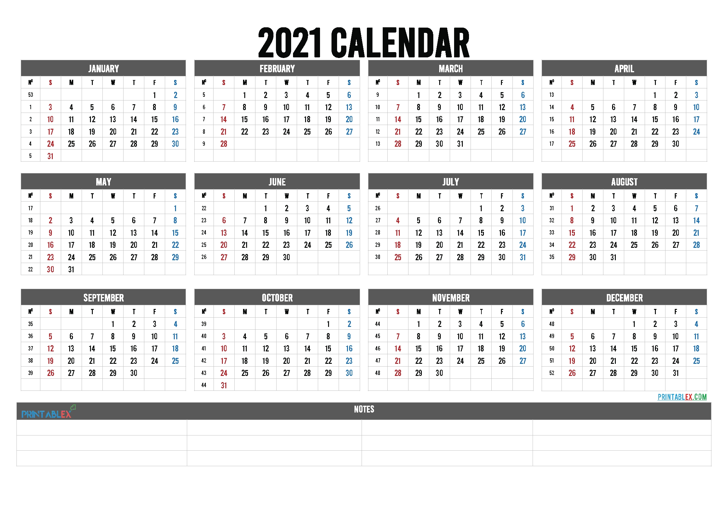 Calendar 2021 With Weeks Number Template | Calendar ...