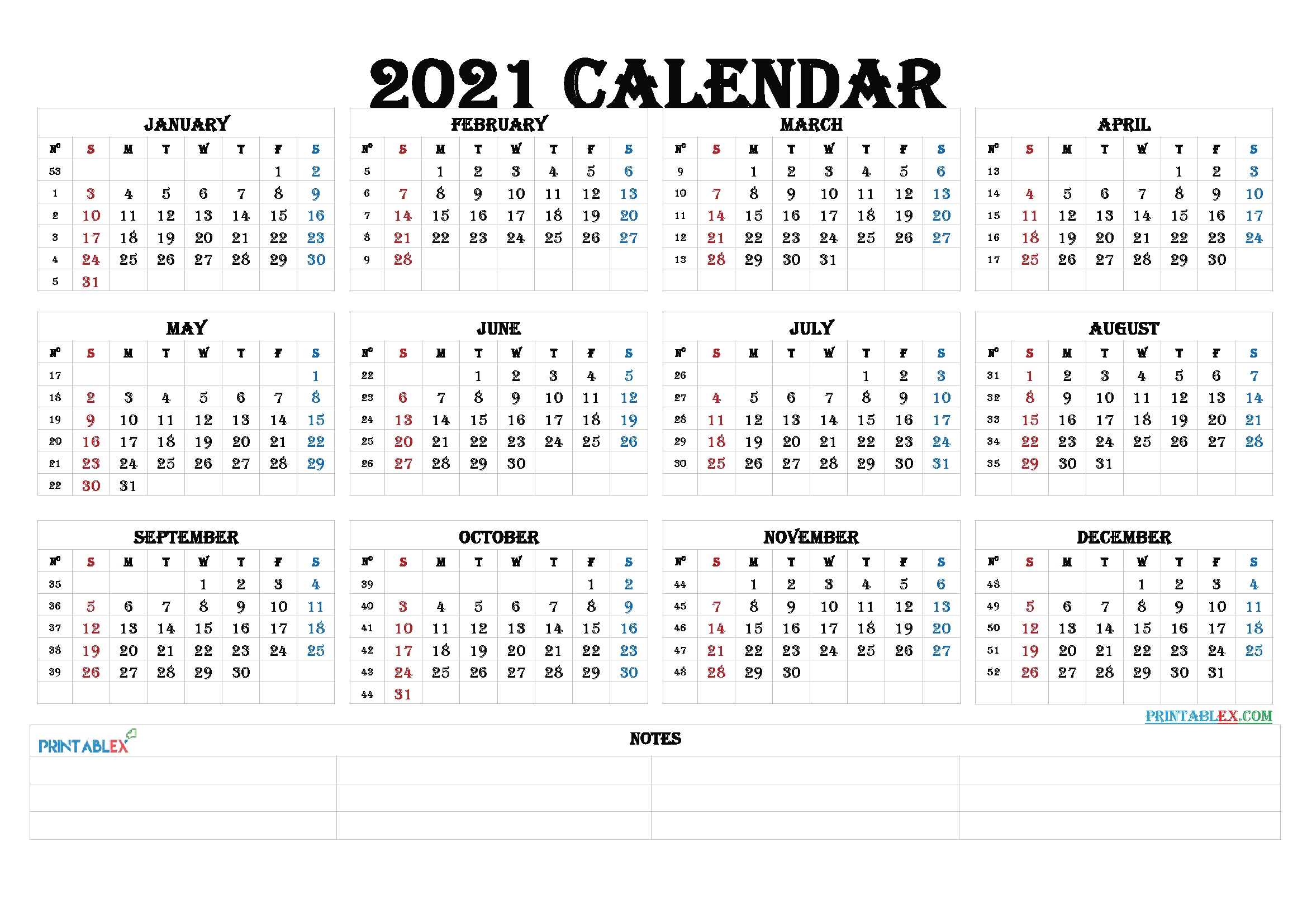 Calendar 2021 With Weeks Number Template | Calendar ...