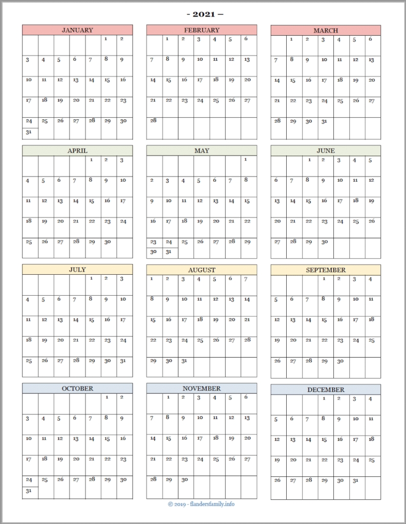 2021 Calendars For Advanced Planning - Flanders Family Homelife