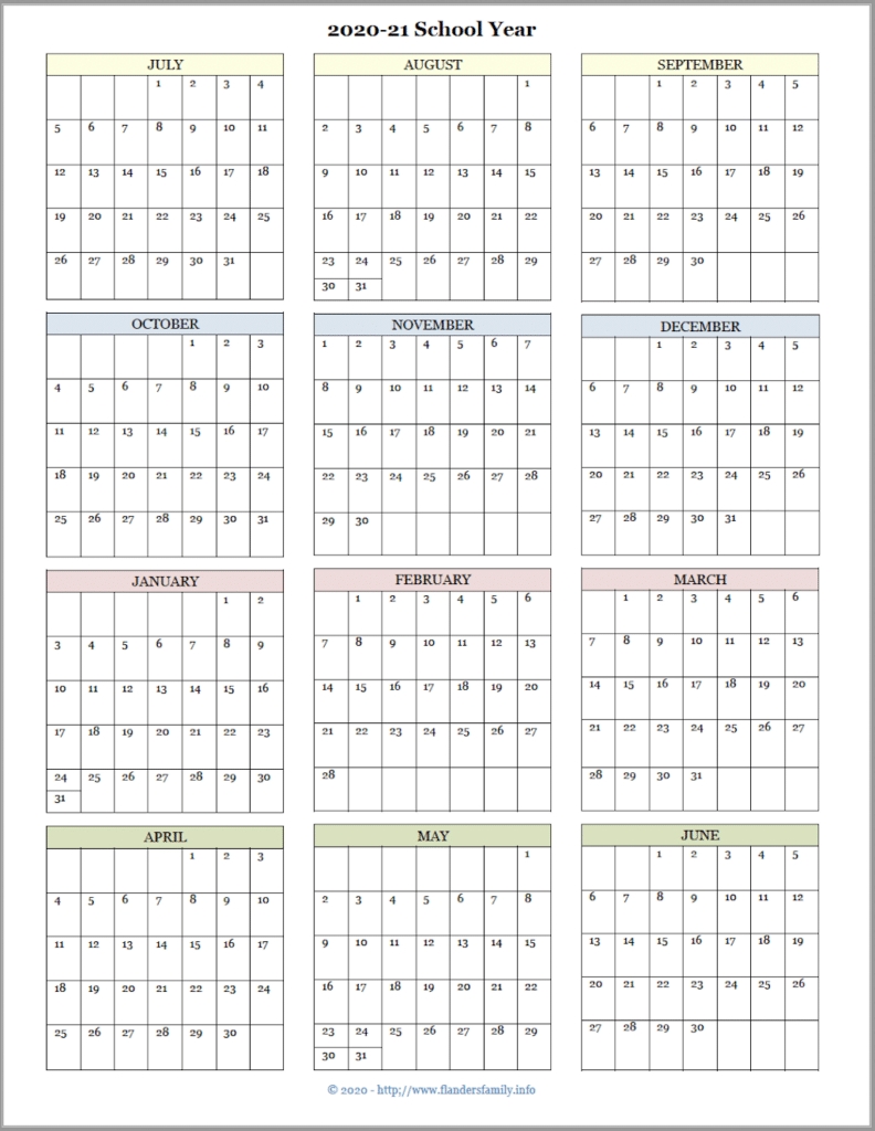 2021 Calendars For Advanced Planning - Flanders Family Homelife