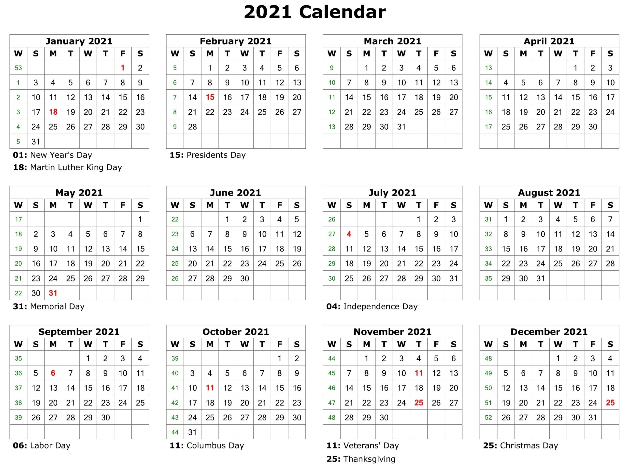 2021 Printable Calendar | Printable Calendar Pdf, Calendar