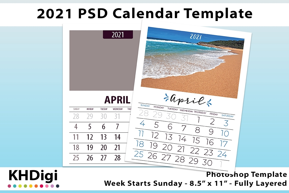 2021 Wall Calendar Template, Sunday