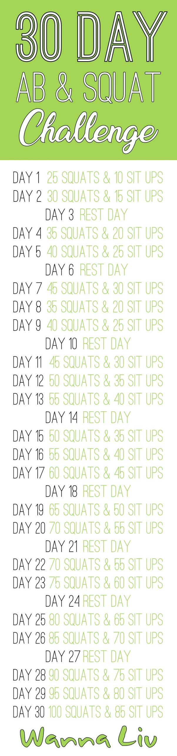 30 Day Ab And Squat Challenge You Need To Try! - Wanna Liv