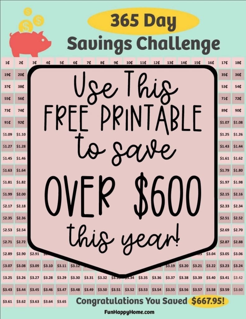 365 Day Penny Saving Challenge: A Free Printable