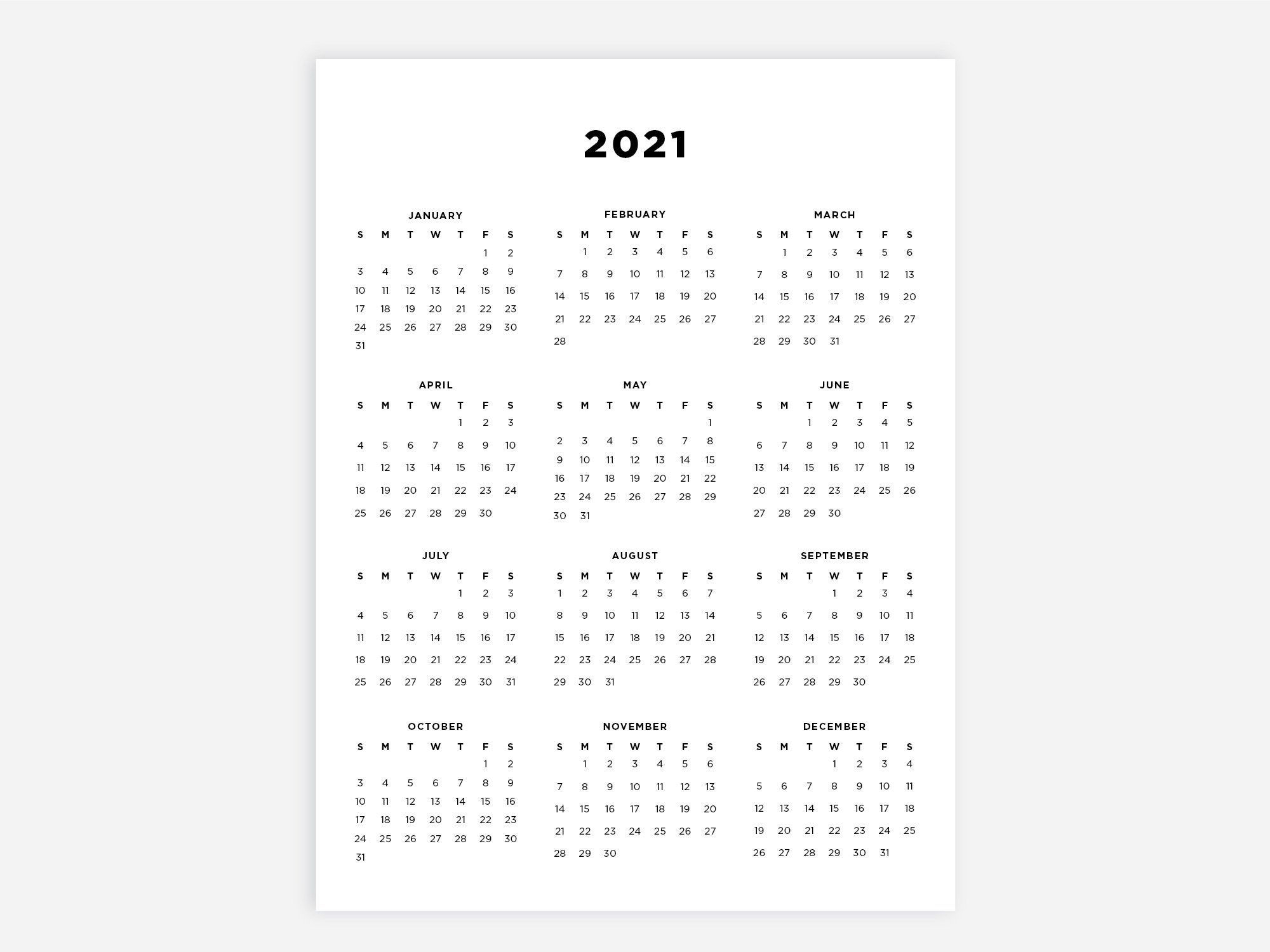 8 By 11 Printable Calendar 2021 Calendar Template 2021
