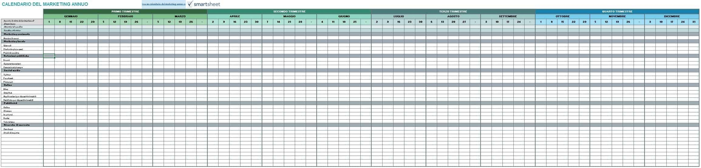 9 Modelli Di Calendari Di Marketing Gratuiti Di Excel