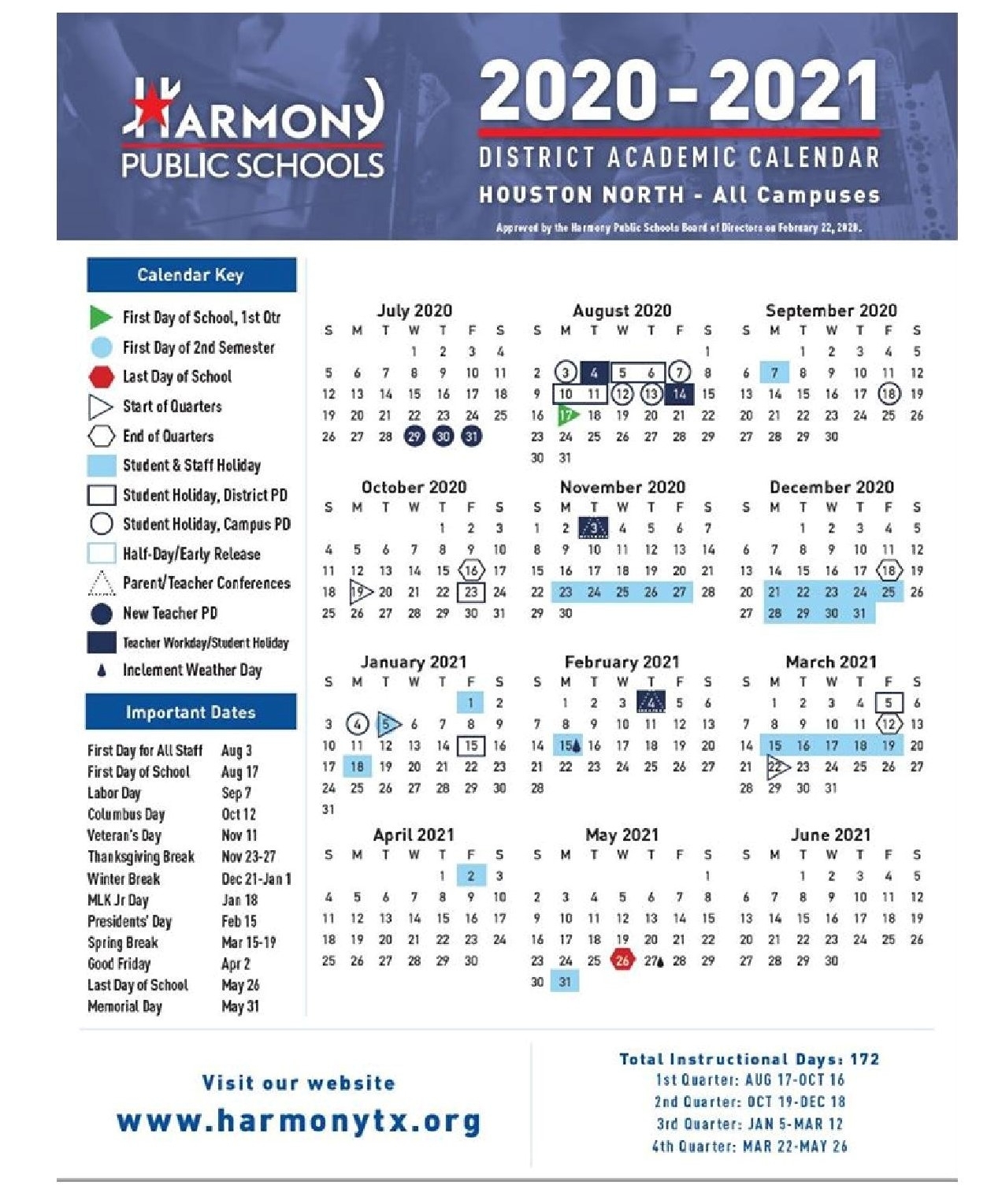 Academic Calendar - – Harmony School Of Achievement – Houston