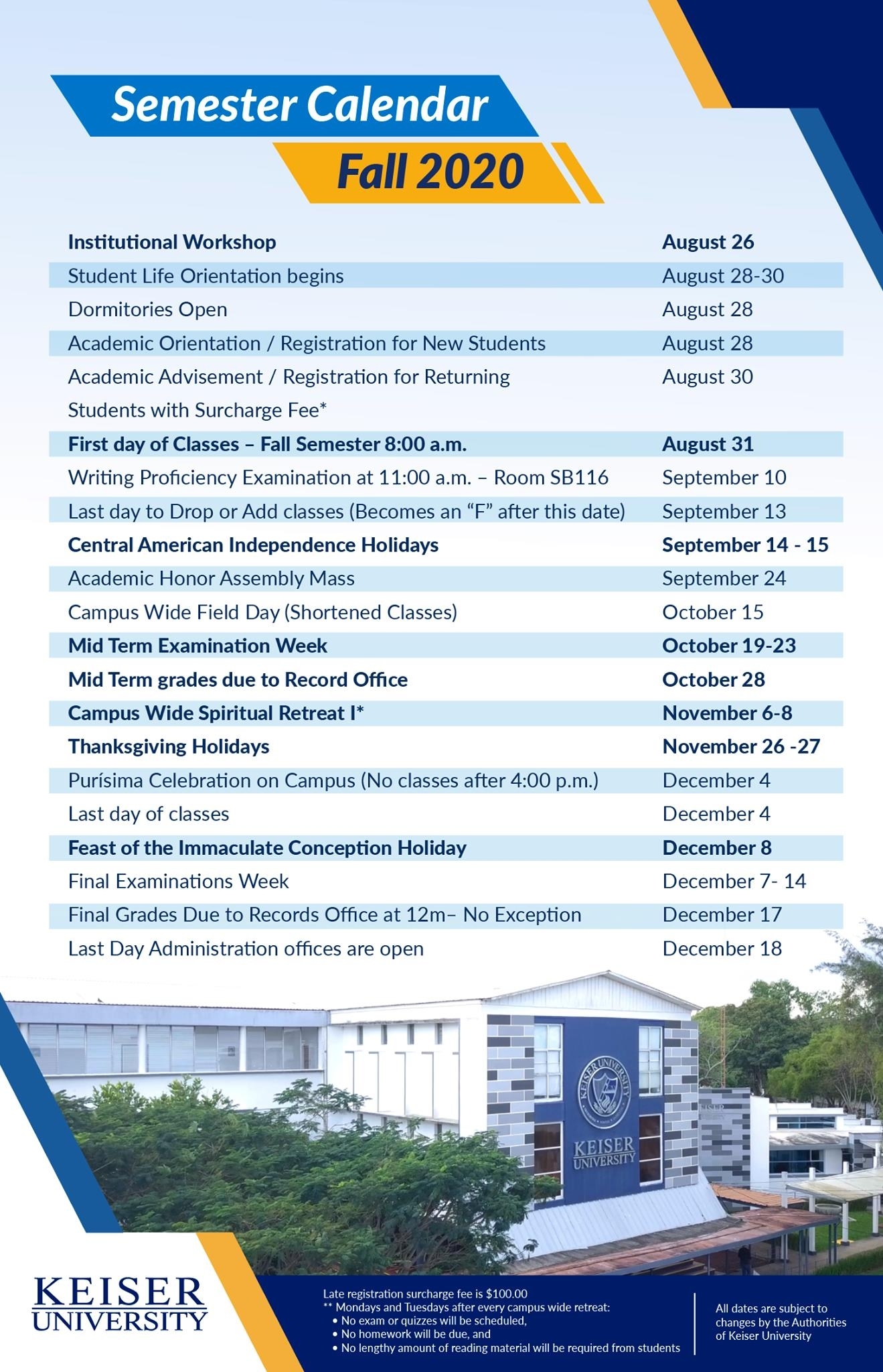 Keiser University 2021 Calendar Calendar Template 2022