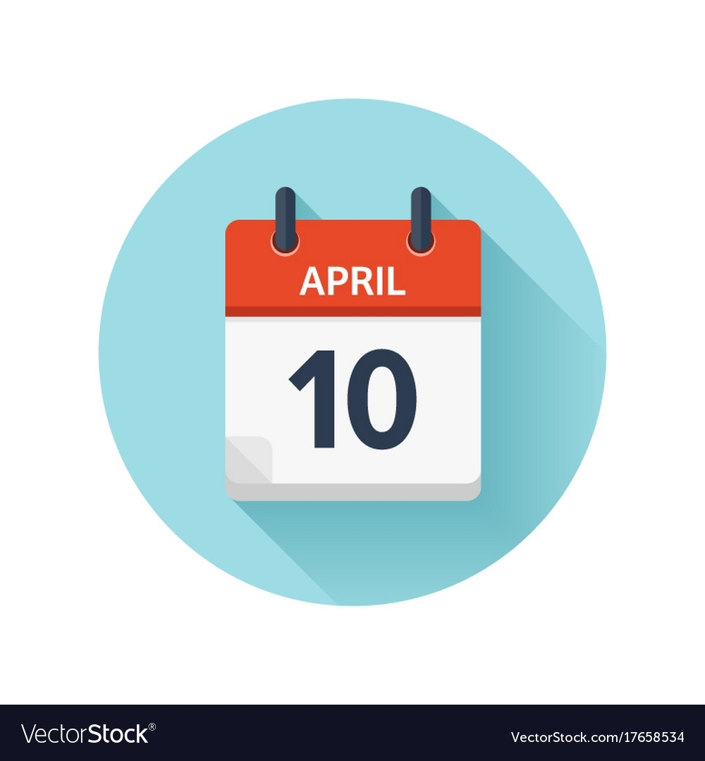 April 10 Flat Daily Calendar Icon Date Royalty Free Vector