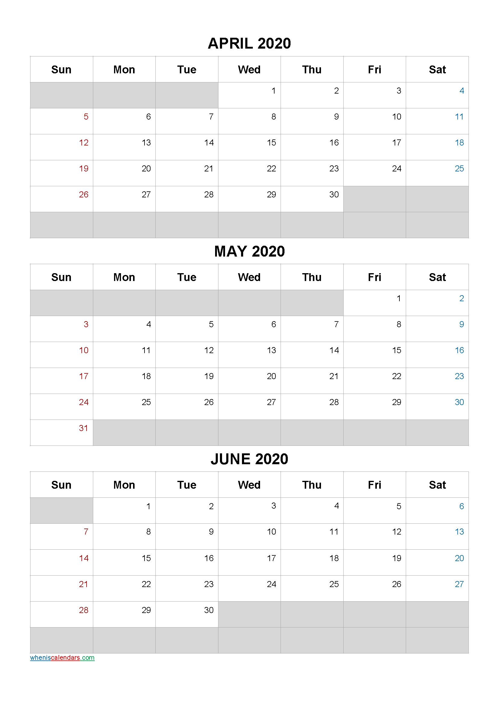 April May June 2021 Free Printable 3 Month Calendar-No