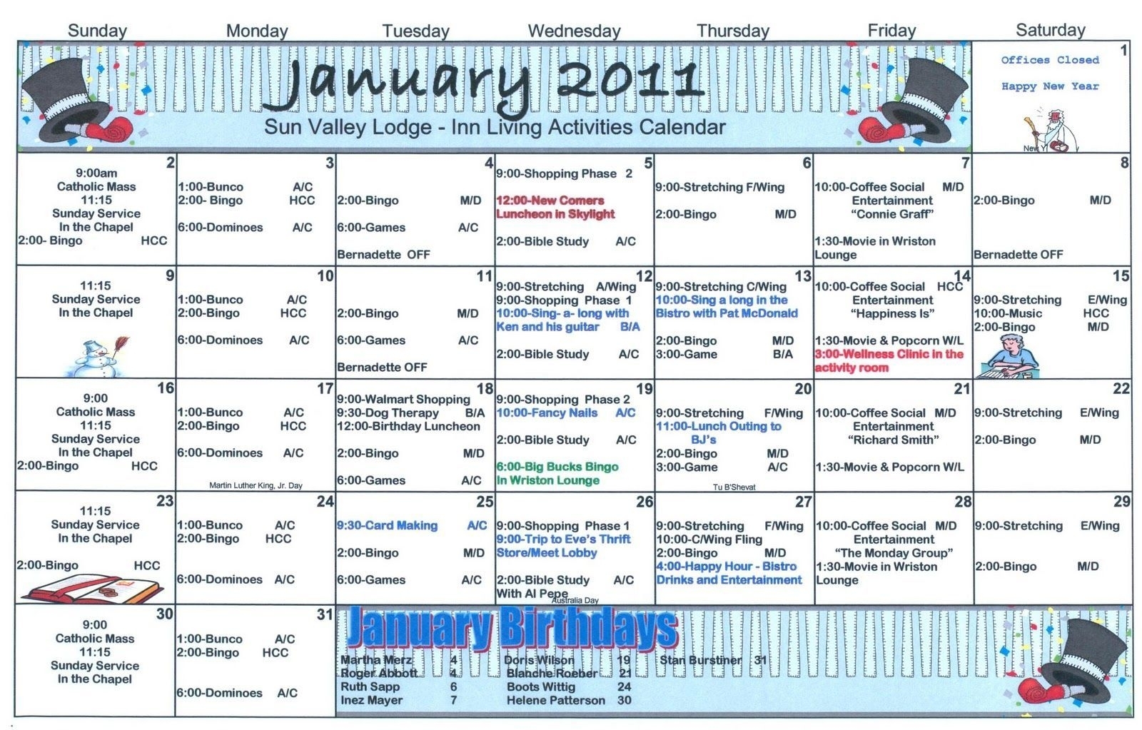 Assisted Living Activity Calendar Format In 2020 | Assisted