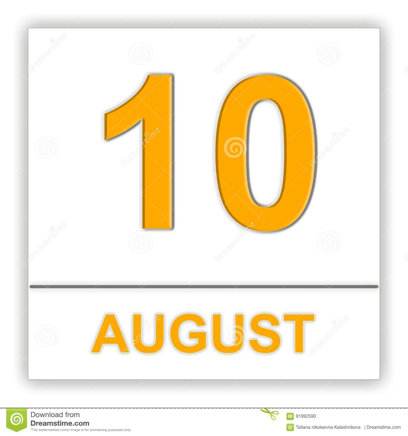 August 10 Day On The Calendar Stock Illustration