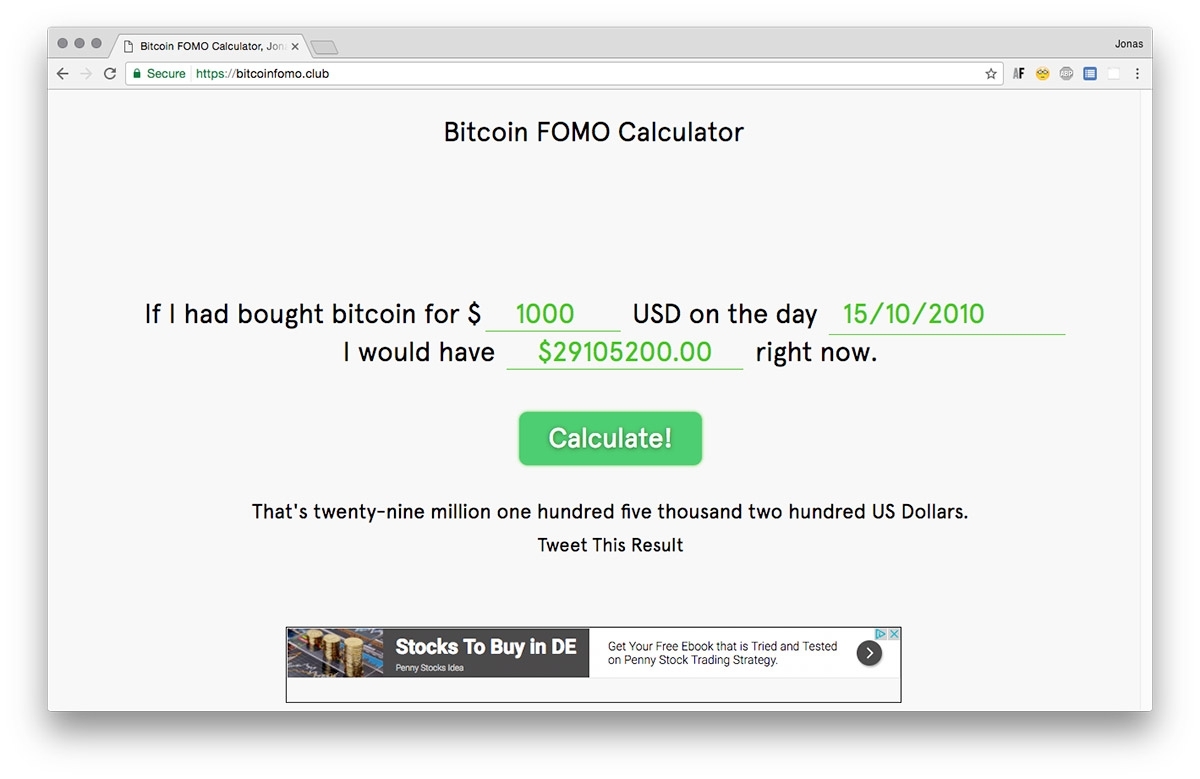 Bitcoin Fomo Calculator