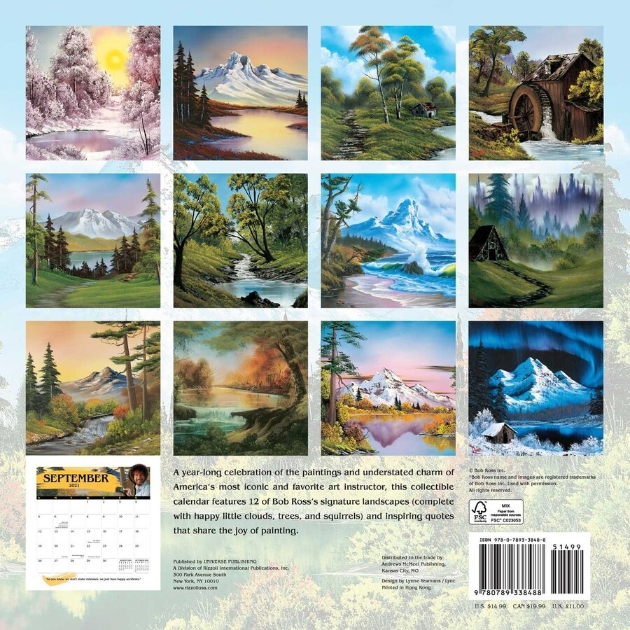 Bob Ross 2021 Wall Calendar - Book Summary &amp; Video