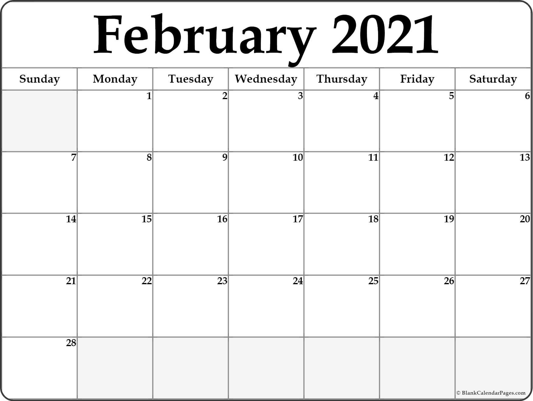 Calendar 2021 January February Blank | Calendar Printables