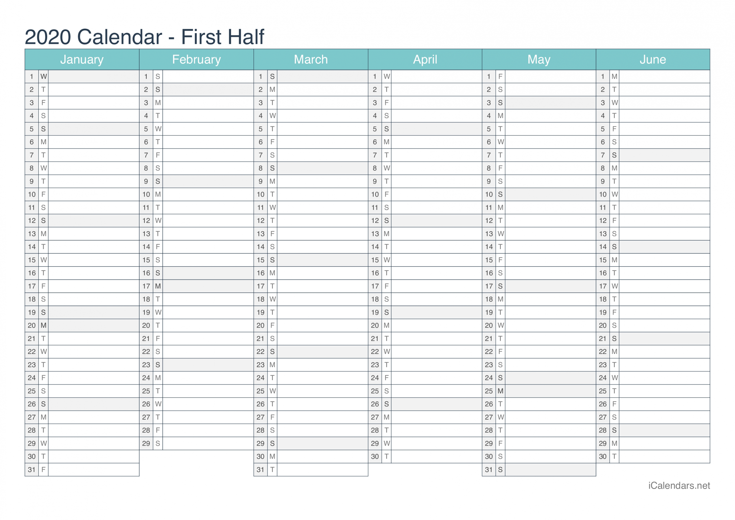 Calendar With Days Numbered 2020 Pdf Excel In 2020