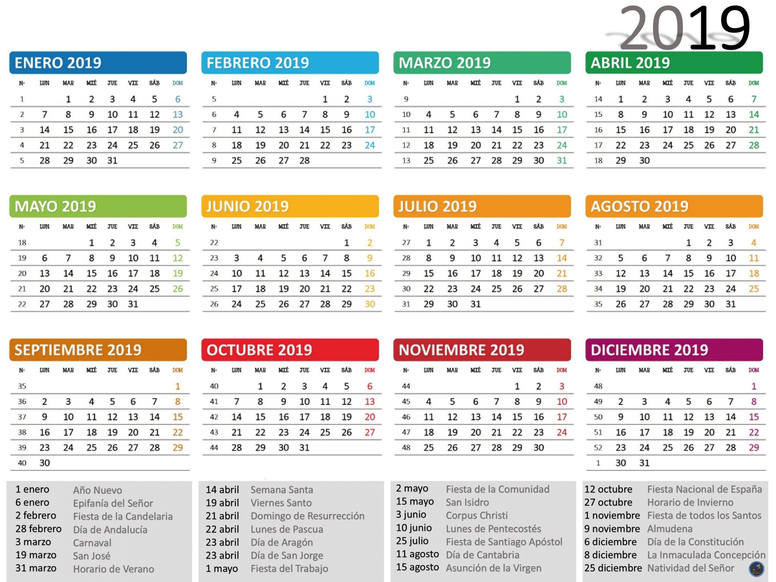 Calendario 2019 | Calendario Para Imprimir, Imprimir Sobres