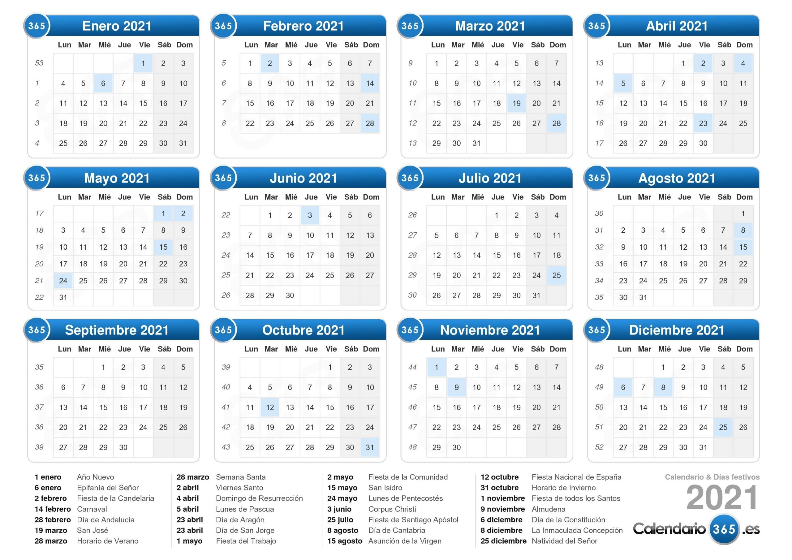 Calendario 2021