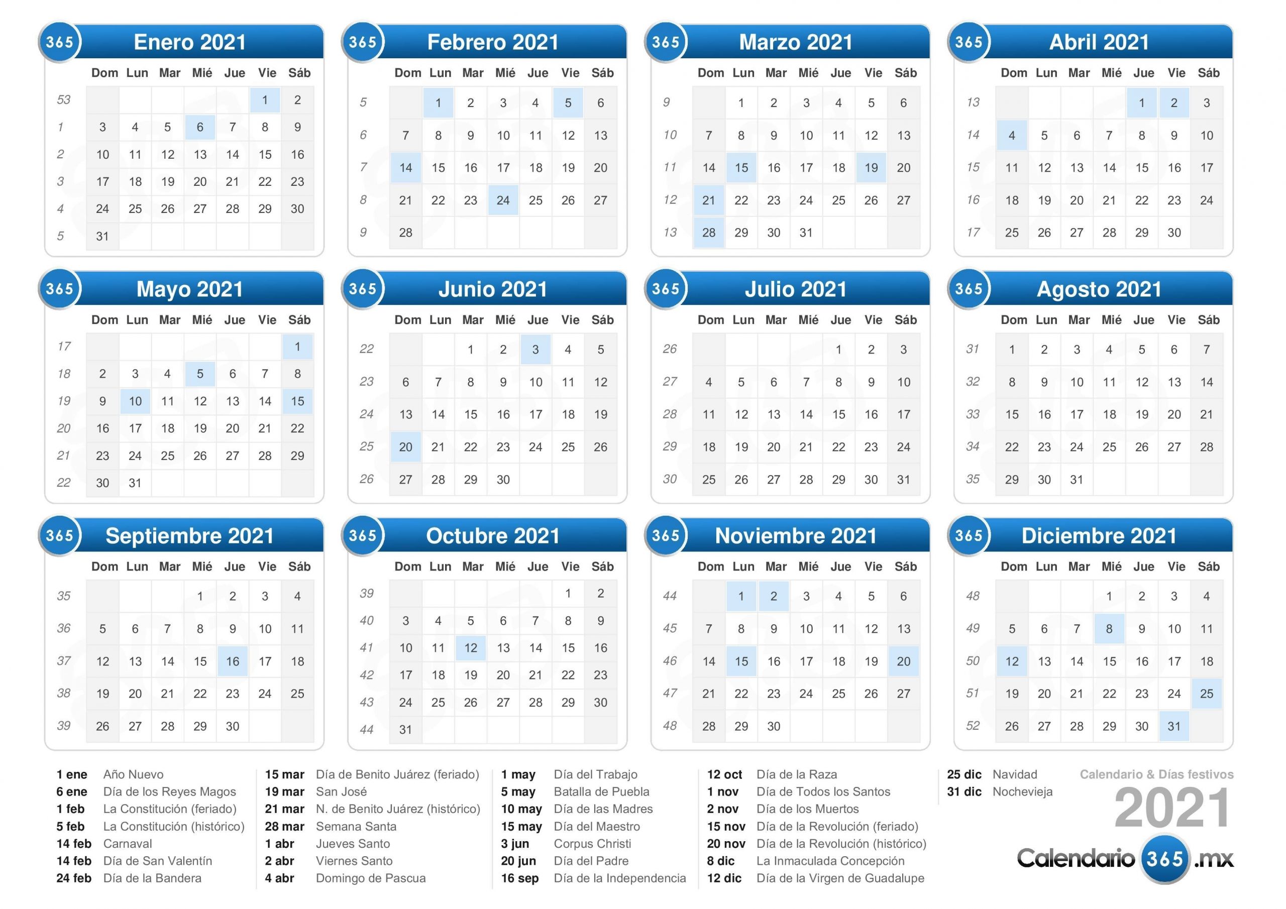 Calendario 2021