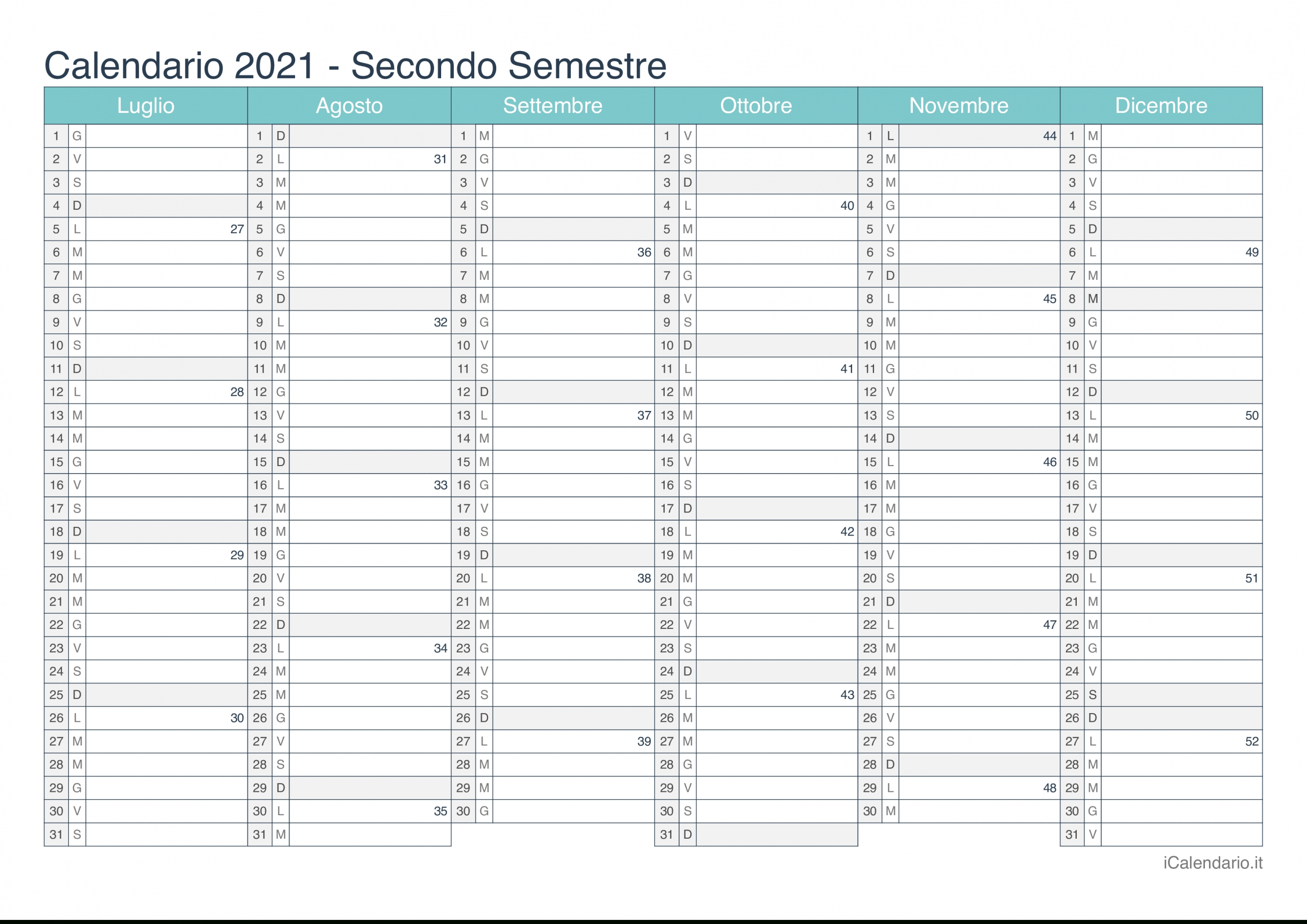 Calendario 2021 Da Stampare - Icalendarioit