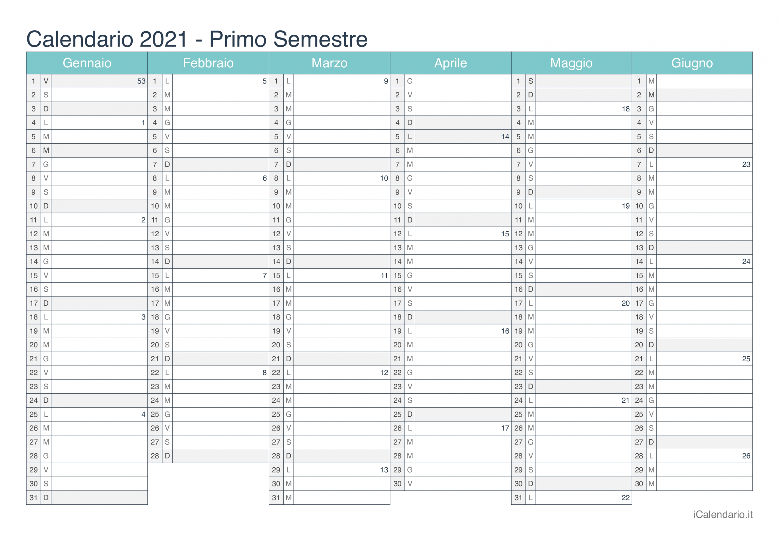 Calendario 2021 Da Stampare - Icalendarioit