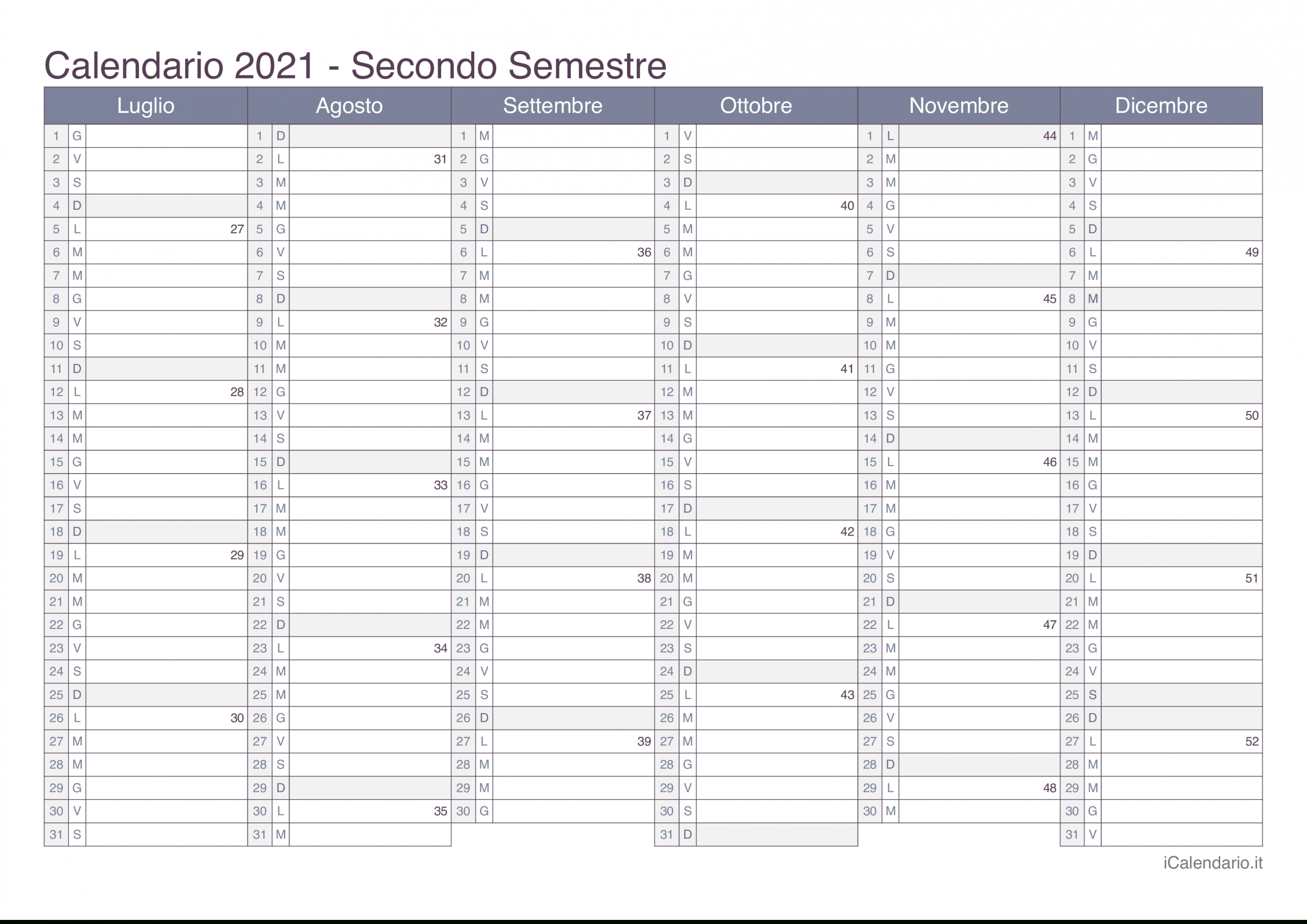 Calendario 2021 Da Stampare - Icalendarioit