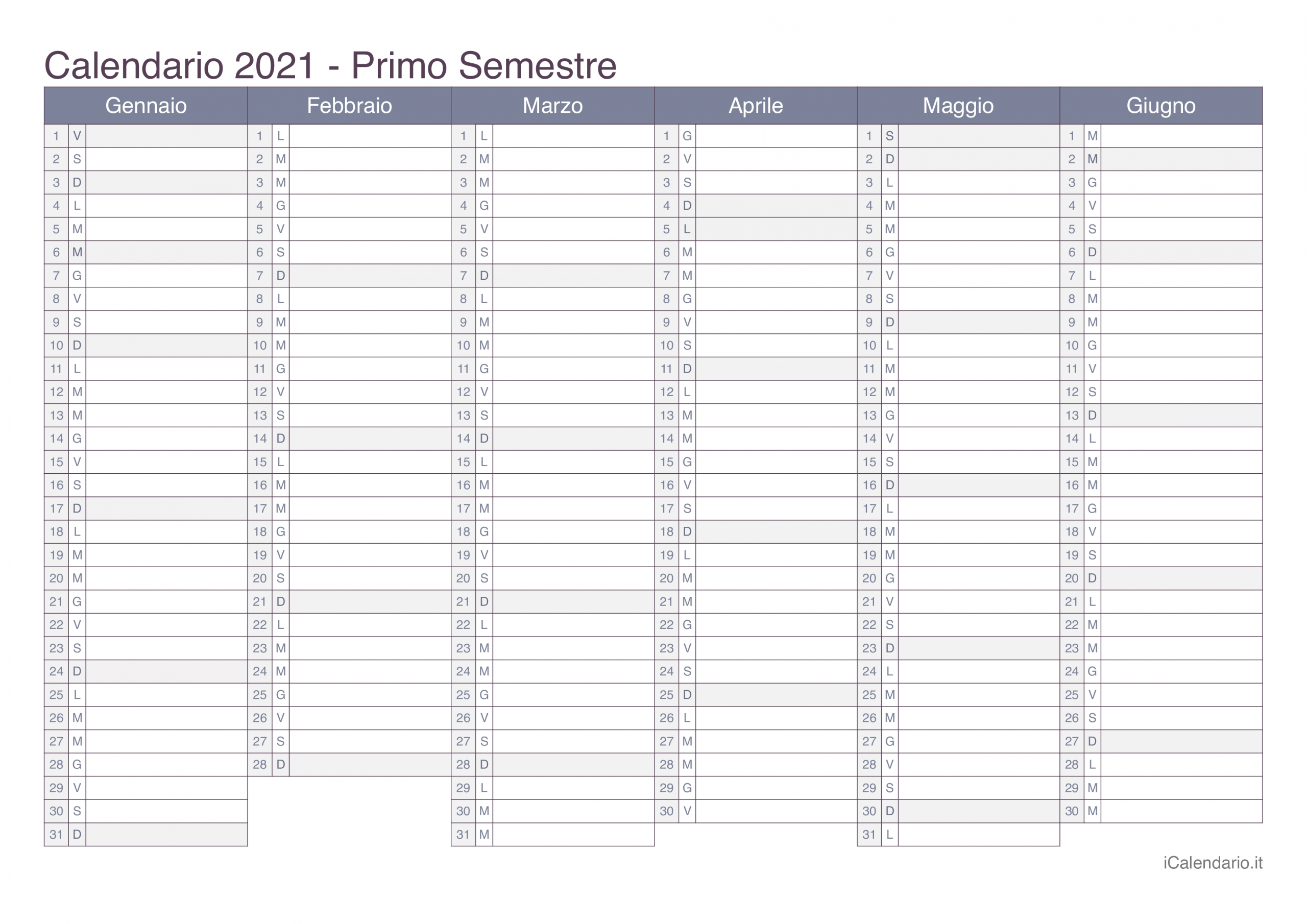 Calendario 2021 Da Stampare - Icalendarioit