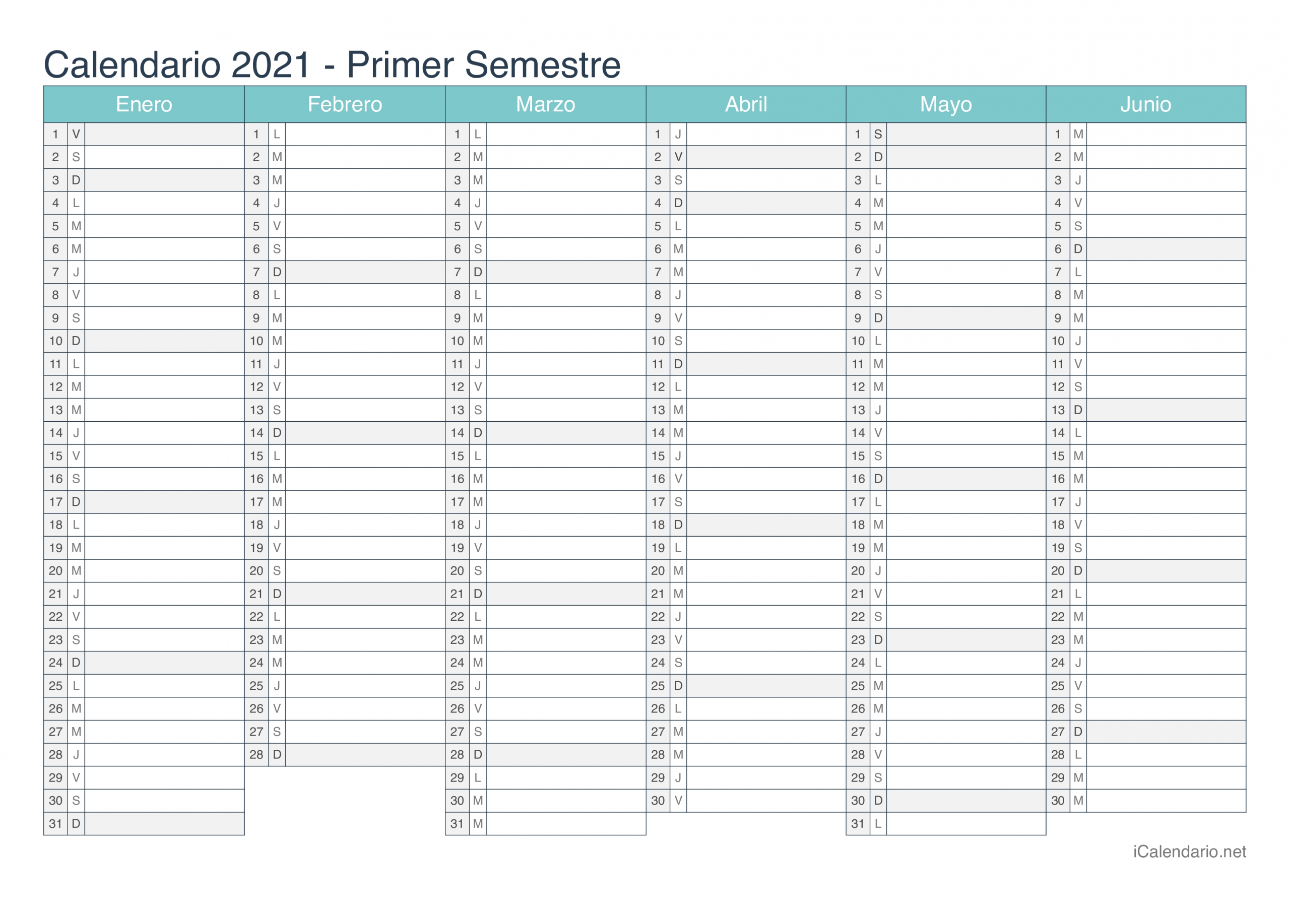 Calendario 2021 Para Imprimir - Icalendario