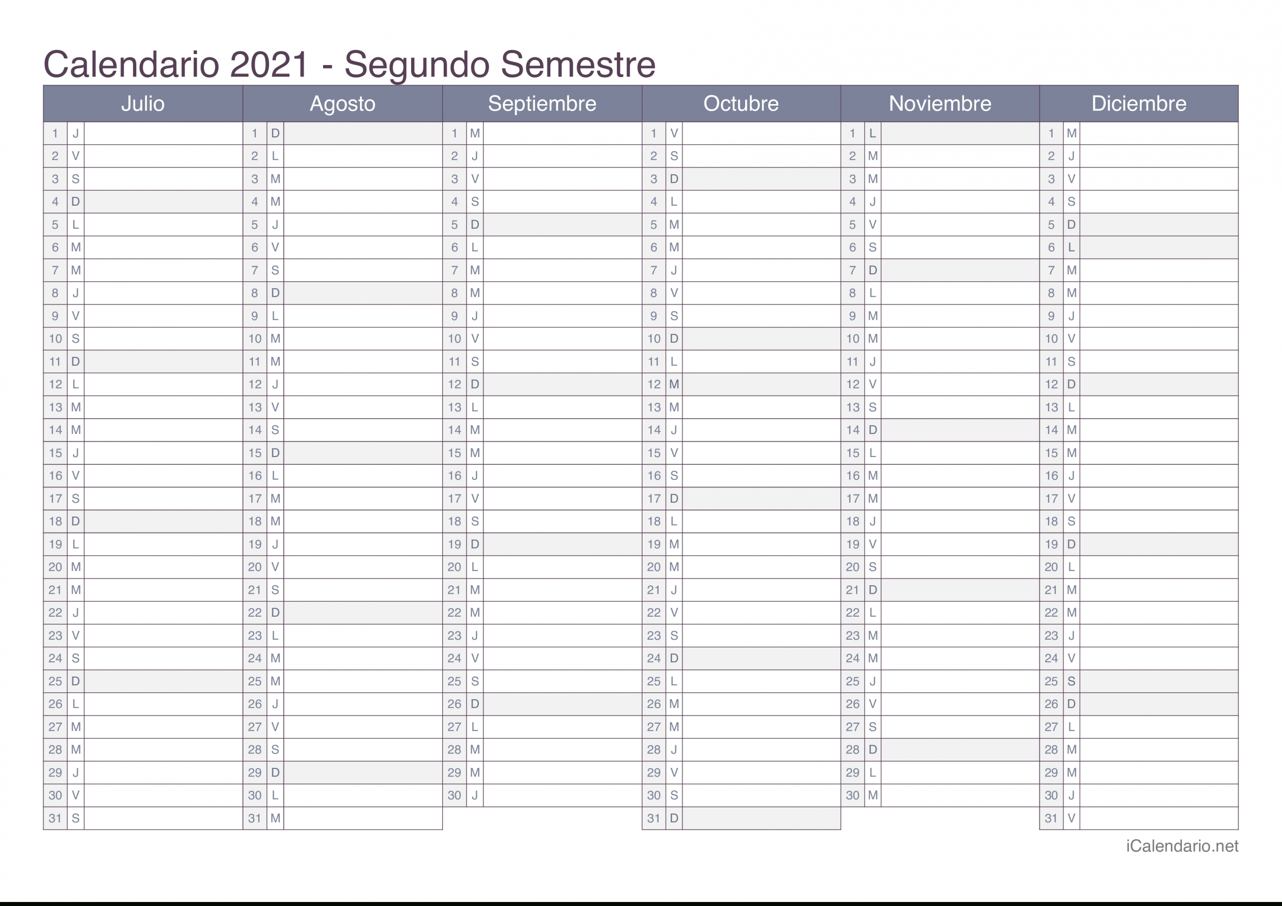 Calendario 2021 Para Imprimir - Icalendario