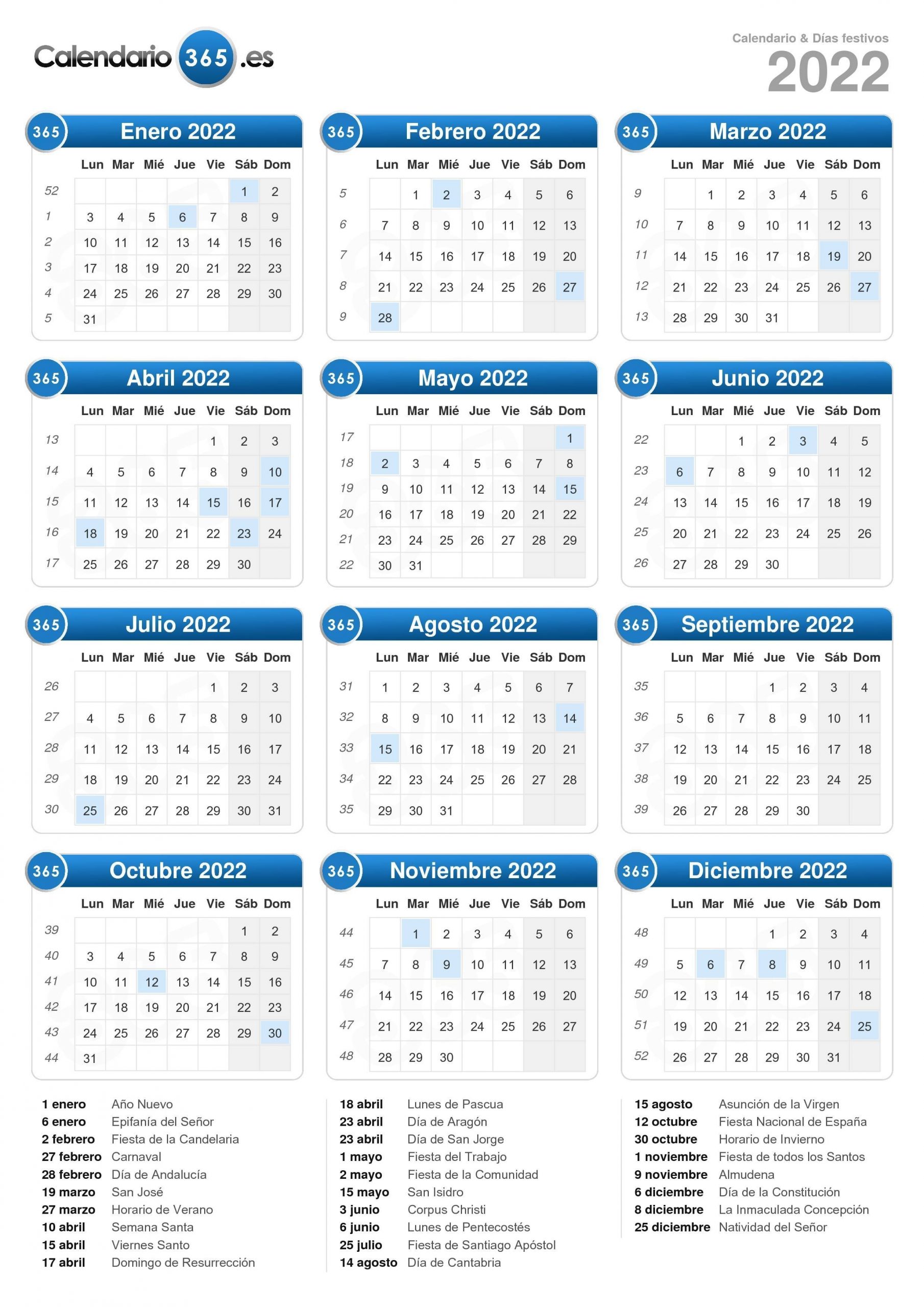 Calendario 2022