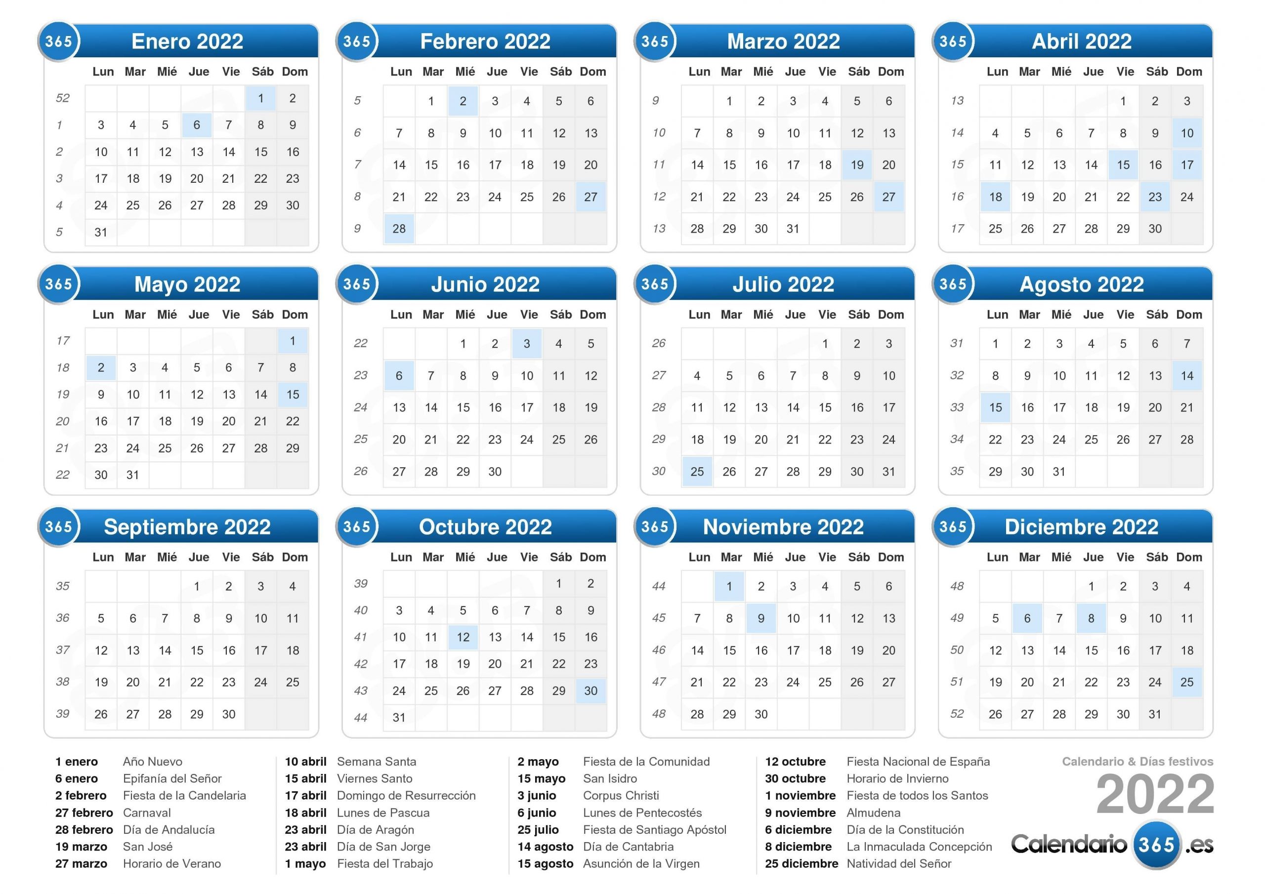 Calendario 2022