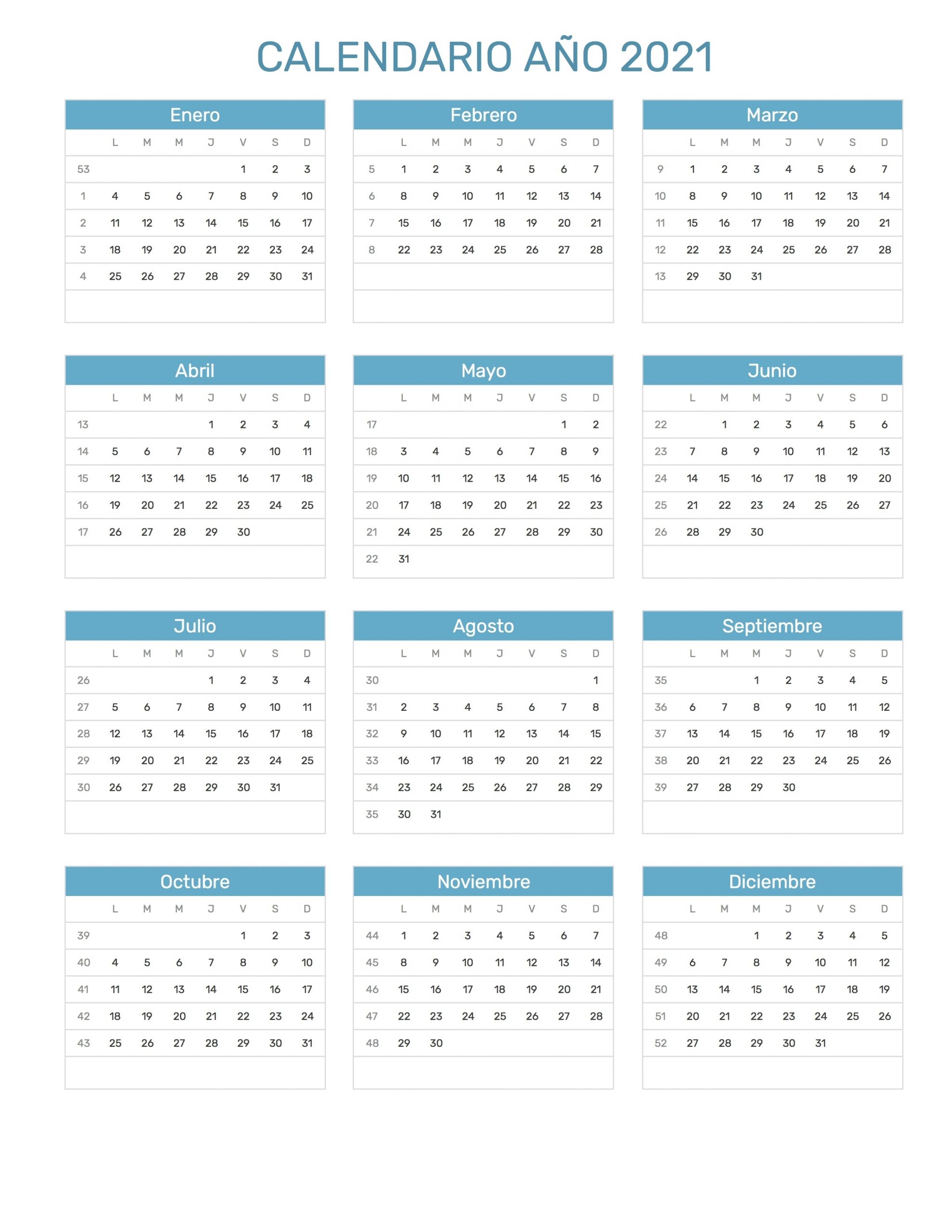 Calendario Año 2021