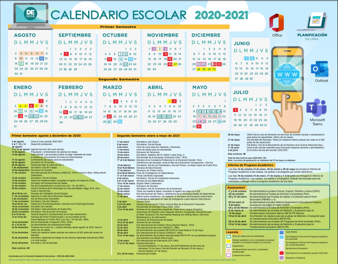 Calendario – Departamento De Educación
