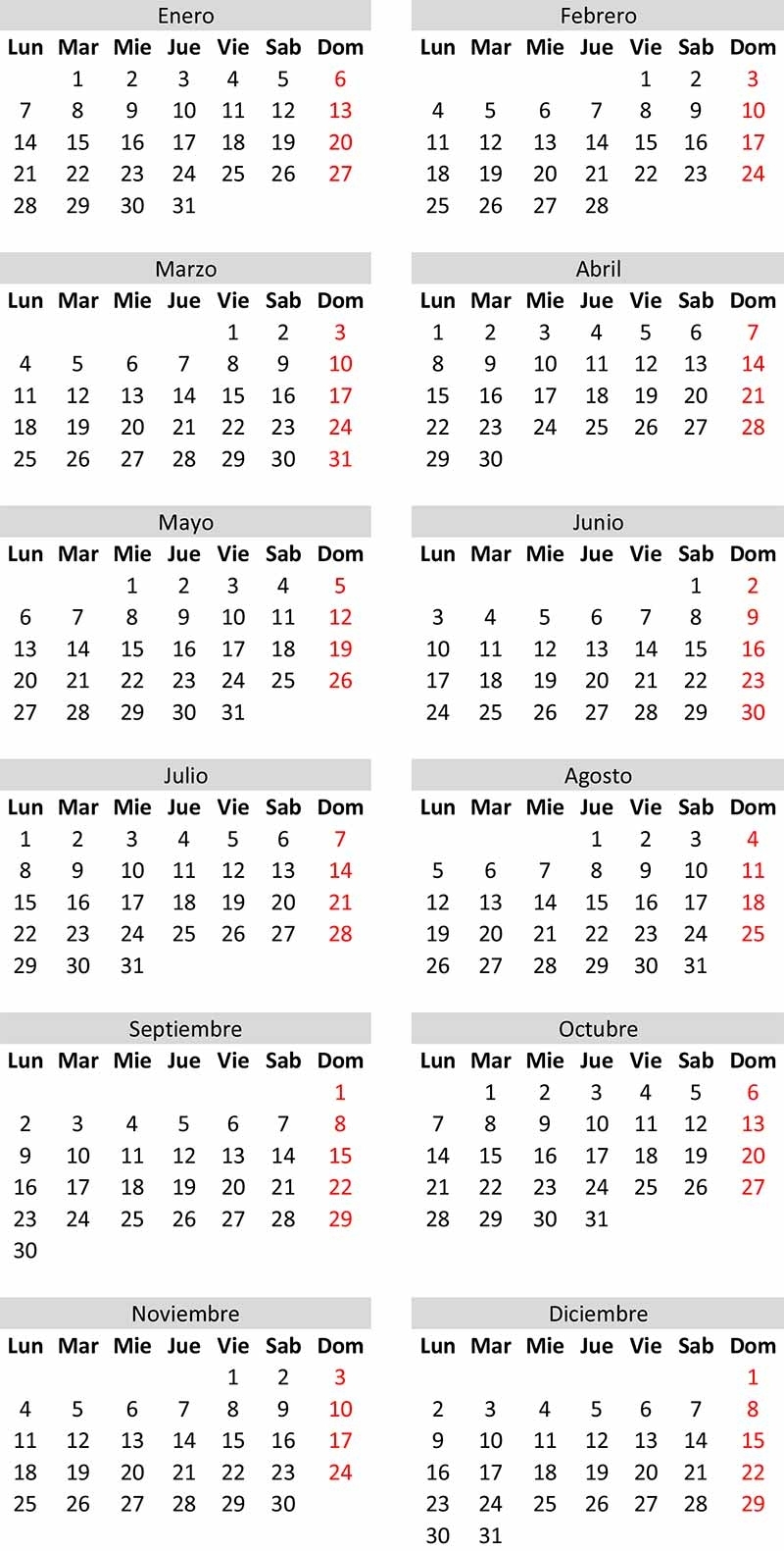 Calendario Perpetuo Para Cualquier Año Y Descarga Excel
