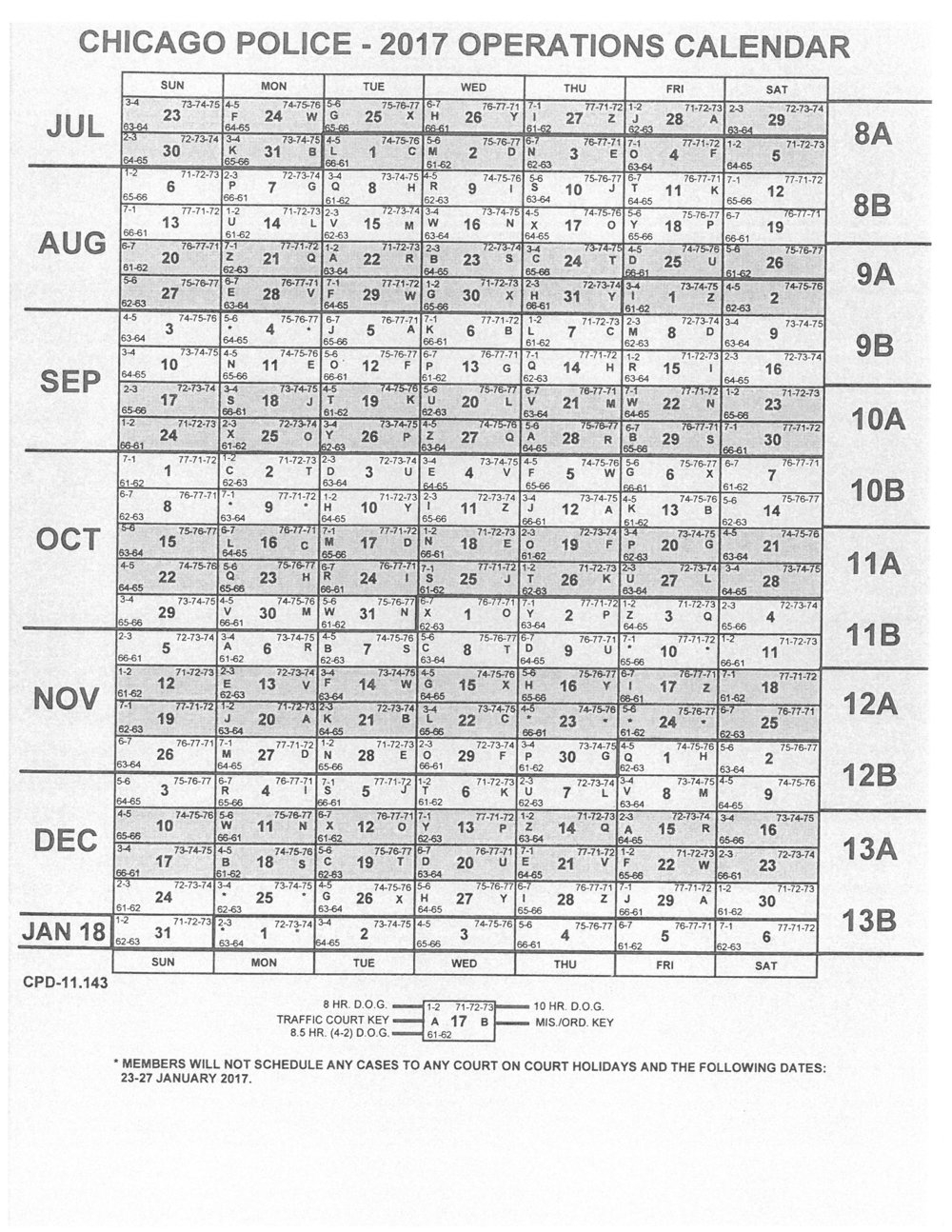 Chicago Police 2017 Operations Calendar — Fraternal Order Of