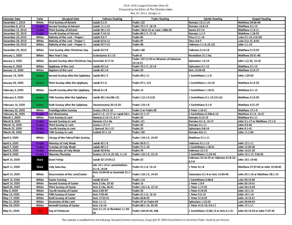 Create Your Liturgical Colors Calendar For Methodist In 2020