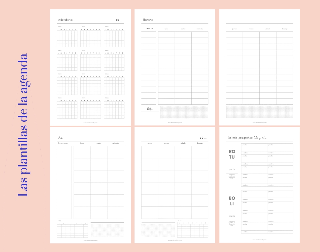 Creative Mindly: Agenda Imprimible Sin Fechas
